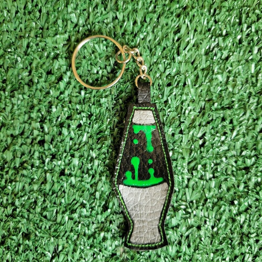 Handmade Earth Moon Crafts Lava Lamp Keychain - Green